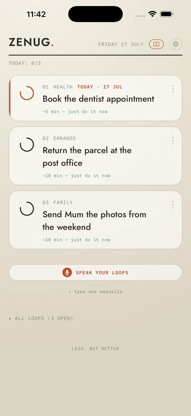 ZENUG today board, Papier light theme